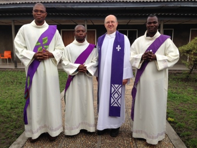 Fr. Steve with SCJ deacons in Kinshasa.